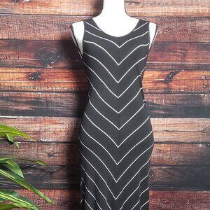 J.O & CO Womens Size 7/6 Stretch Rayon Long Maxi Dress Black and White Striped